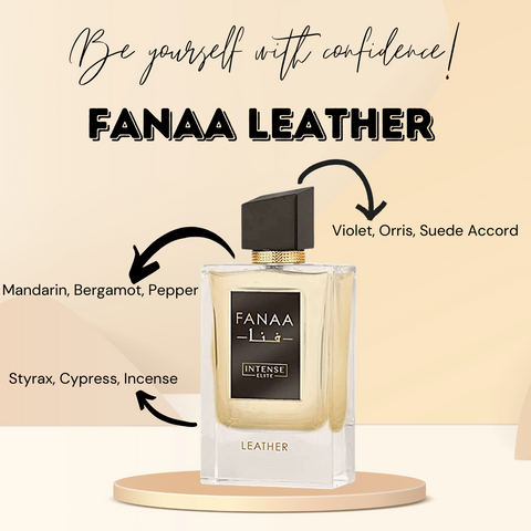 Fanaa Leather for Men EDP - Eau De Parfum 100ml(3.4 oz) with Magnetic Gift Box Perfect For Gifting | By Intense Elite